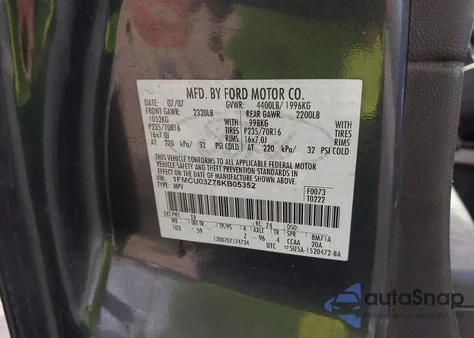 2008 Ford Escape Xlt из США, поврежденный, VIN 1FMCU03Z78KB05352